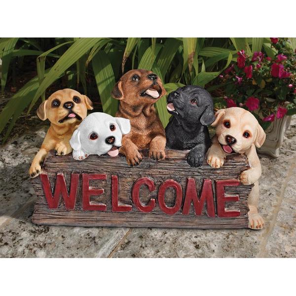 Design Toscano The Puppy Parade Welcome Sign QL576665